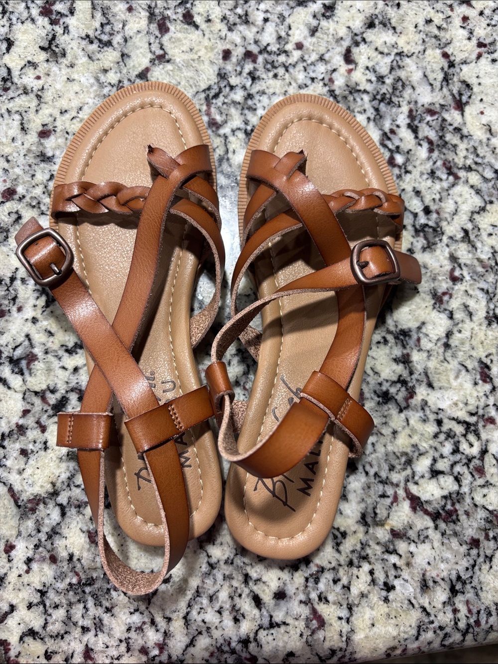 Braided Strappy Women's Sandals in Cognac Brown - Blowfish Malibu